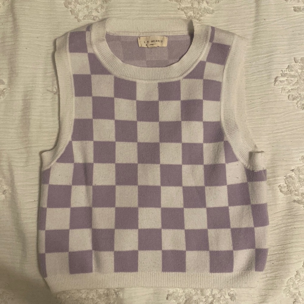 LA Hearts x Pacsun purple checkered vest